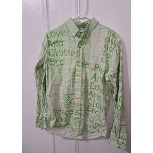 Palace Skateboards Men's Medium Sage Green Graphic Casual Button Down Shirt